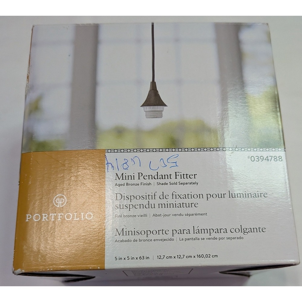 Portfolio Mini Pendant Fitter‎ Aged Bronze 63-in New 0394788 CPM-1JBZ